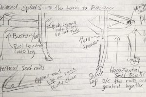 Notes and drawing on chair design