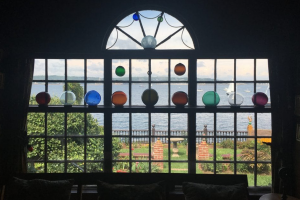 Glass Orbs in Window at Beauport